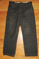 Vintage Woolrich Hunting Pants Stripe Heavy Wool 32" X 26" Charcoal Gray
