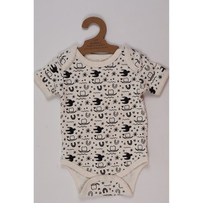 Mebie Baby Bodysuit Western Cowboy Print Cream Black 0-3M NWT