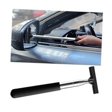 Car Rearview Mirror Wiper, Telescopic Vehicle Side Mirror Glass Squeegee Black