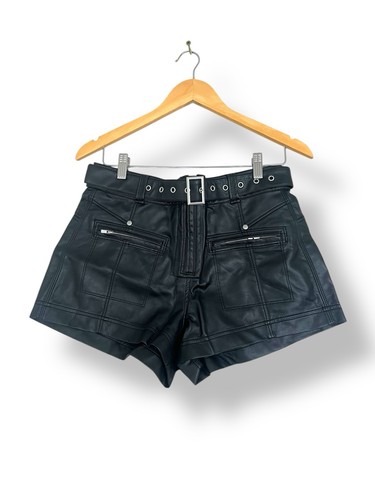 Free People Faux Leather black Shorts Black Size US 8 UK 12 W30 - Picture 1 of 9