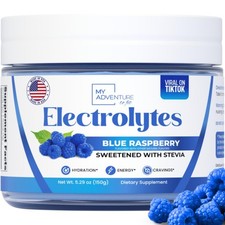 Zero Sugar Blue Raspberry Electrolytes Powder Refreshing Hydration Caffein...