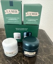 EMPTY LA MER DAY 05 0z  NIGHT 1 oz CREAM JARS BOX  SPATULA-EMPTY NO CREAM