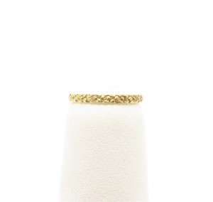 10K Yellow Gold ~1.3MM Wide Floral Detail Baby Band Ring Size 0
