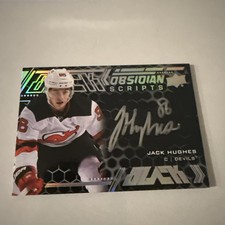2021 Upper Deck SPx Update Jack Hughes 20 Black Obsidian Scripts Auto