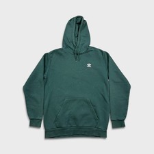 Adidas Originals Hoodie Mens Medium Green Trefoil Spell Out Hooded Sweatshirt