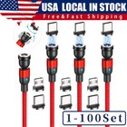 180°+360° Rotate Magnetic Charger Cable Phone Fast Charging Type C Micro USB Lot