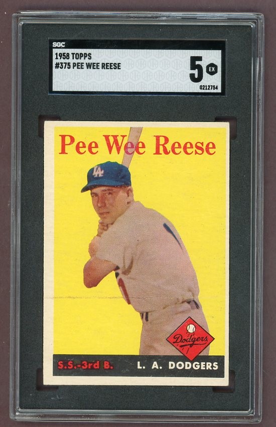 1958 TOPPS #375 PEE WEE REESE DODGERS SGC 5 EX 526009 (KYCARDS)
