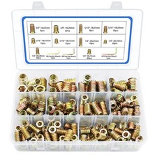 170 PCS Threaded Inserts Nuts, 10 Sizes-1/4-20, 170 PCS, zinc plated 