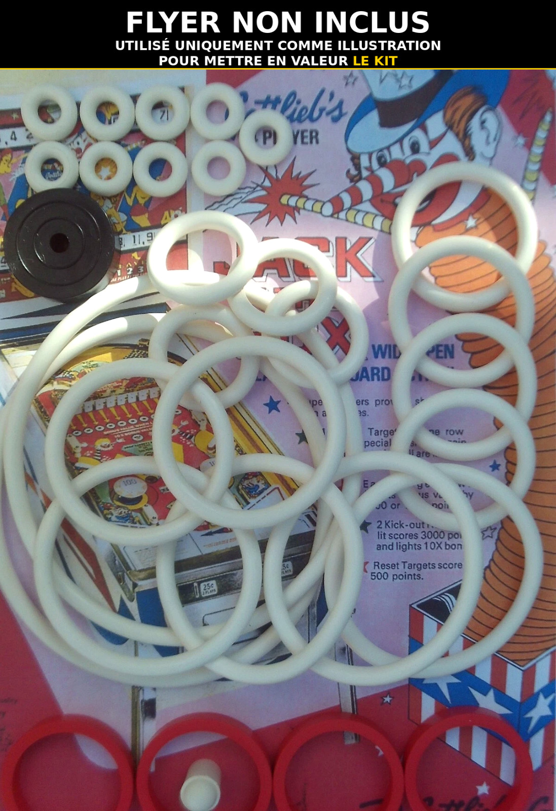 Kit élastiques pour flipper Gottlieb Jack in the Box et Jumping Jack