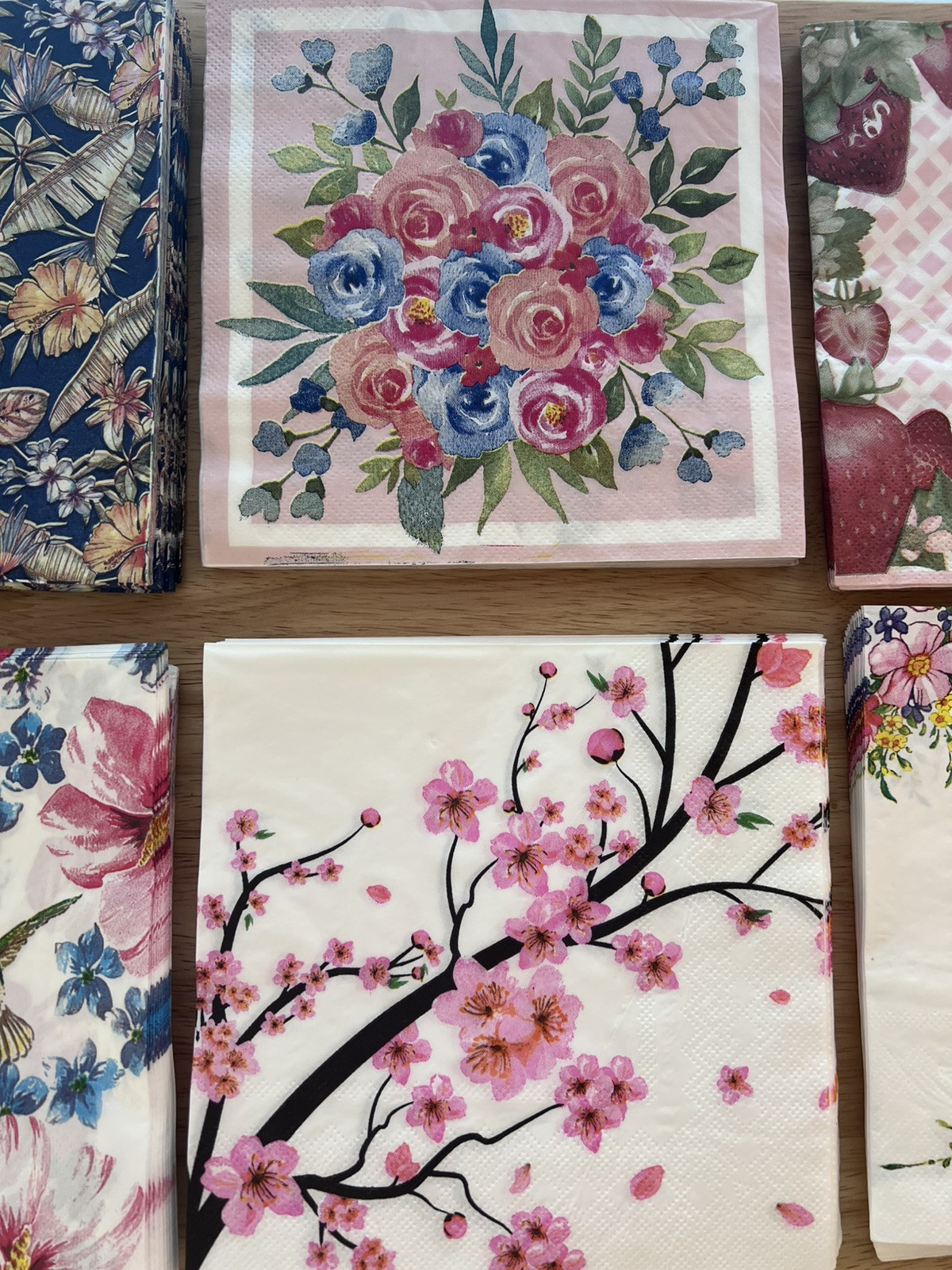 Flower Paper Napkins For Decoupage Crafting LOT Of 20 Flowers Printed