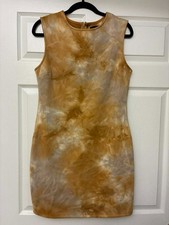 Black Label C'est Toi Bodycon Dress Womens L Tan Brown Tie Dye Sleeveless