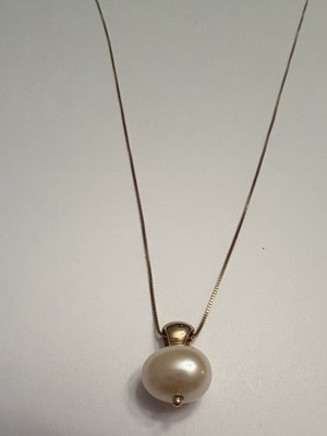 14K Yellow Gold Pearl Pendant Necklace Peter Brams 17 Inch