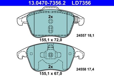 Bremsbelagsatz Scheibenbremse ATE Ceramic 13.0470-7356.2 für OPEL MOKKA PEUGEOT