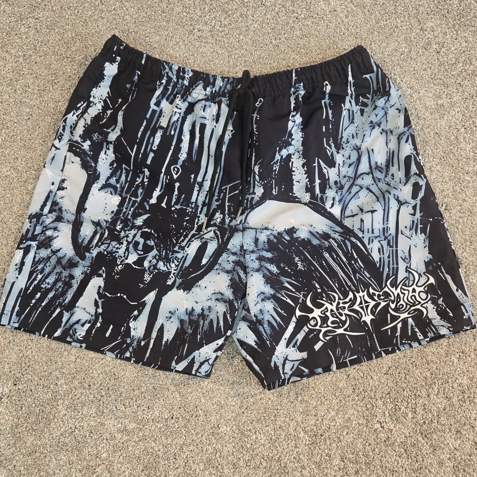 Insomnia Shorts Men Size Large Nylon Multi Streetwear Embroidered Graphic
