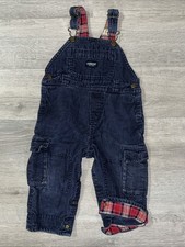 OshKosh B'Gosh Navy Corduroy Bib Overalls Flannel Lined 18 Months