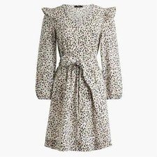 J. Crew Lightweight Cotton Puff Sleeve Mini Dress in Leopard long sleeve M