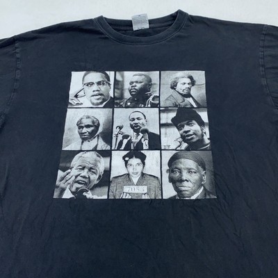 Vtg Black Leaders Shirt Mens 3XL Civil Rights Activists Malcolm X MLK Mandela