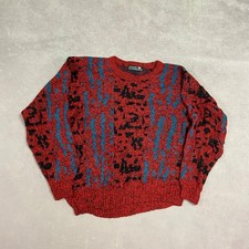 Vintage Knitted Jumper Abstract Patterned Knit Sweater Women's M 12-14 