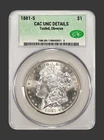 1881-S Morgan Silver Dollar CAC UNC Details Tooled Obverse Registry Value AU50