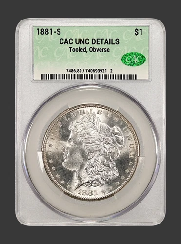 1881-S Morgan Silver Dollar CAC UNC Details Tooled Obverse Registry Value AU50