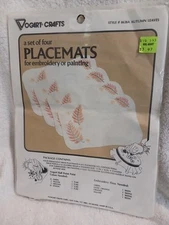 Vogart Crafts 4 Placemats Embroidery Kit Autumn Leaves Stamped Cross Stitch Fall