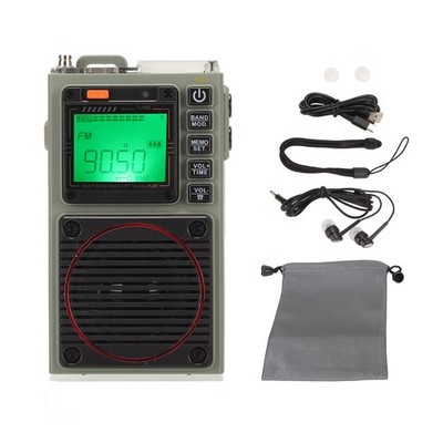 Full Band Radio Bass Stereo SOS Alarm Portable BT Card Playback Retro FM VHF SAL