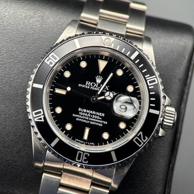 Rolex Submariner Date 16610 Black Dial Steel Automatic 40mm Watch - 1990