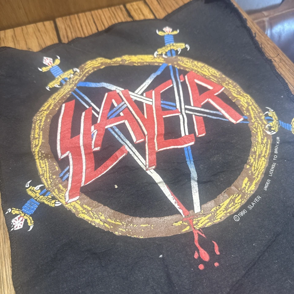 Vintage 1990 X Large Slayer Patch Sew On Rare Old Unique Metal Vest Jacket Used - Image 4 of 4