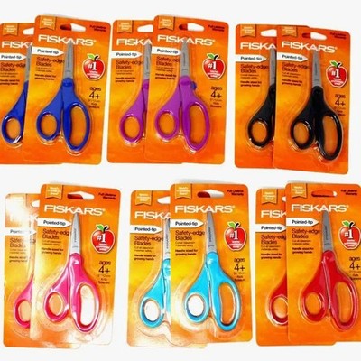 LOT x 12 FISKARS Pointed Tip Safety Edge Blade Scissors for kids children school