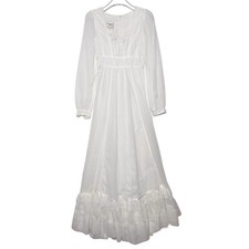 Gunne Sax Vintage White Lace Maxi Dress Size 3 Prairie Wedding Lace Ruffle