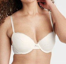 NEW Auden Women's Lace Push-Up Light Lift Demi Coverage T-Shirt Bra 32DDD