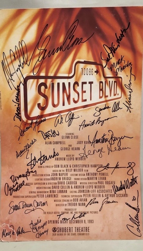Glenn Close George Hearn Sunset Boulevard cast Signed Broadway Musical Poster 