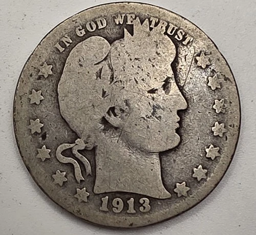 《Silver》1913-D USA BARBER QUARTER -- .1808 OZ of SILVER!!!