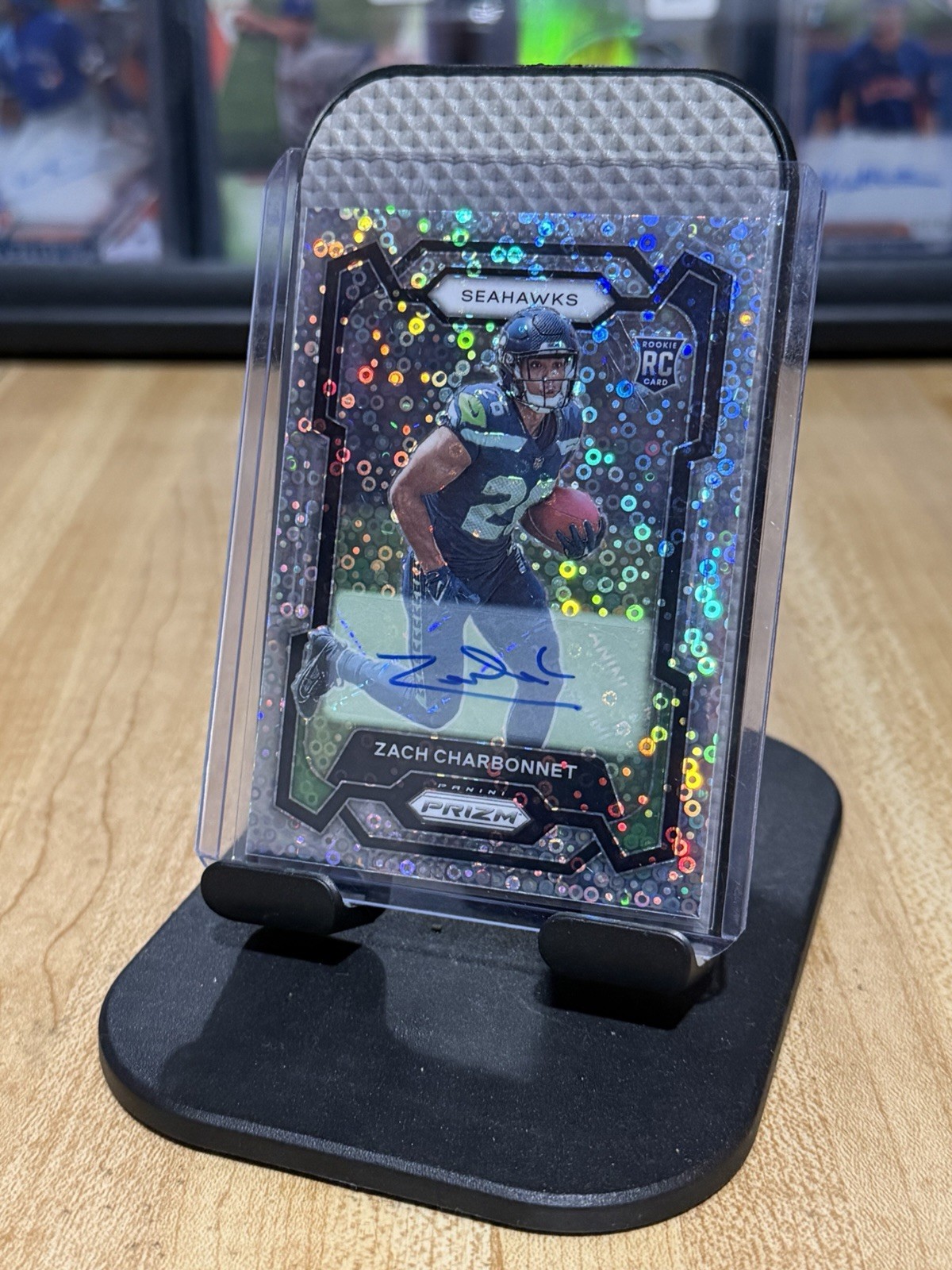 2023 Prizm Zach Charbonnet No Huddle Disco Silver Auto Rookie RC Seahawks #392