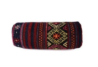 Kilim Bolster Pillow Cover 8x20 in Tribal Vintage Turkish Carpet Bolster Cushion