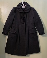 Rothschild Girls Ruffles And Rosettes Gray Wool Blend Dress Coat Sz 6 Princess