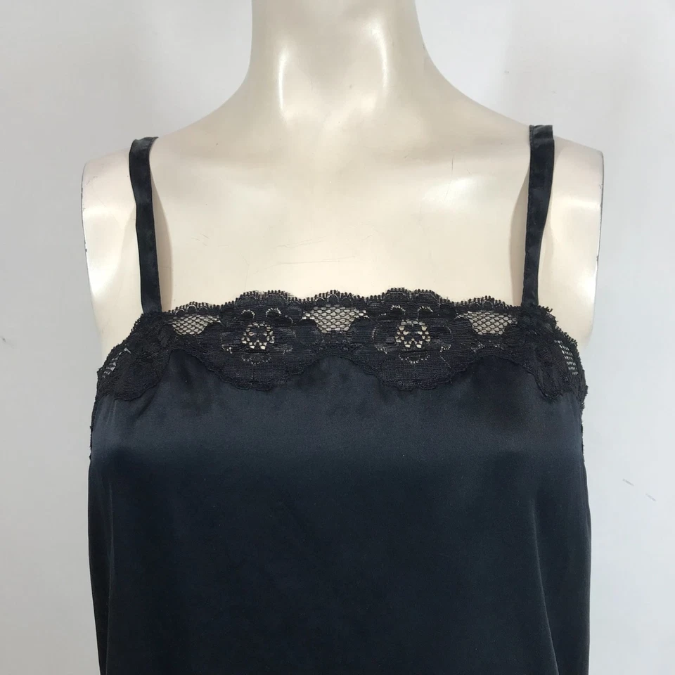 CHICO'S-ЖЕНЩИН 0 - ЧЕРНЫЙ ШЕЛК СМЕСЬ КРУЖЕВА БАК CAMI Y2K 90-Х ГОТИЧЕСКИЙ РОМАНТИЧЕСКИЙ - Изображение 2 из 4