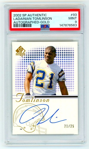 2002 UD SP Authentic Gold LaDainian Tomlinson Auto 21/25 PSA 9 Jersey # POP 1/1