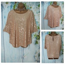 NEW F&F Gold Sequin Top Size 18 Stretch Party Evening Wedding Occasion Cruise