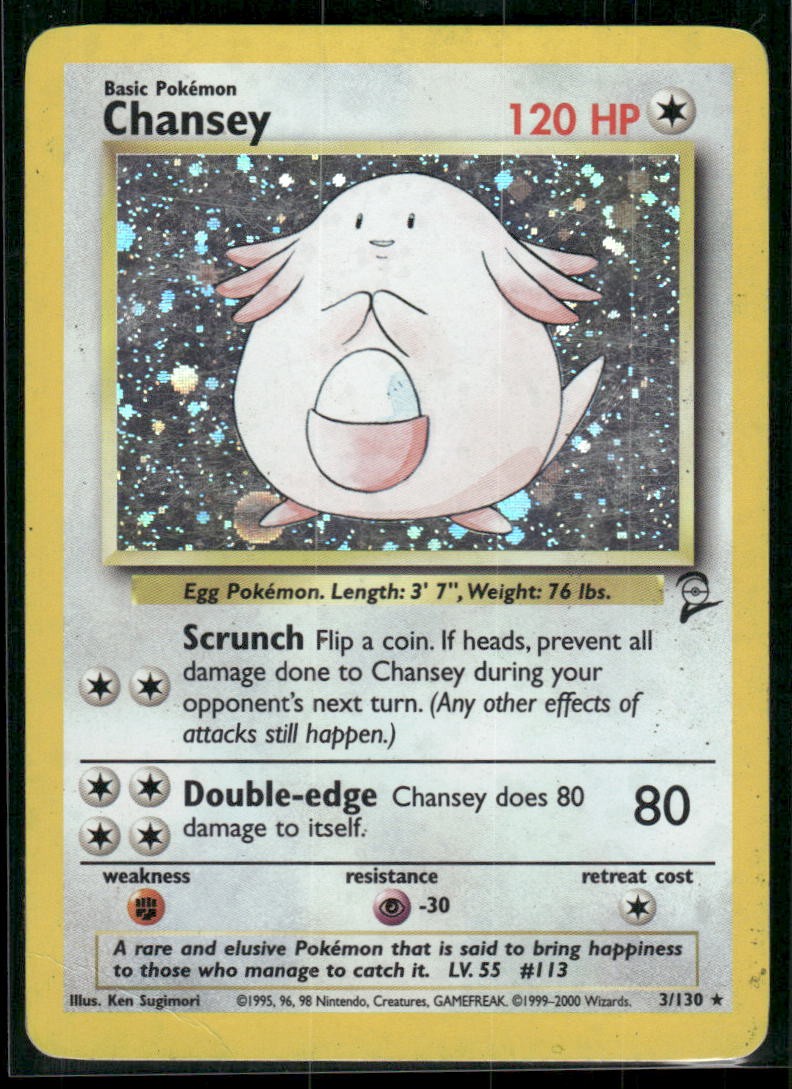 Chansey 3/130 Holo Rare Base Set 2 Pokemon Damaged