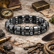 Magnetic Hematite Healing Stretchable Bracelet 2 Line Hematite Therapy Bracelet
