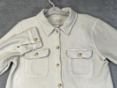 Thread & Supply Shirt Jacket Womens Small Cream Corduroy Button Front T3528CPKTS