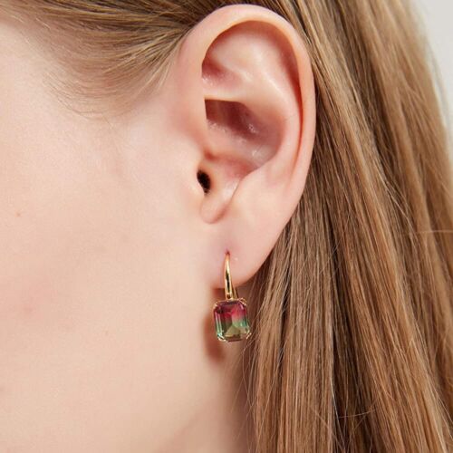 Watermelon Tourmaline earrings high quality elegant hand made ombre US SELLER - Picture 2 of 7