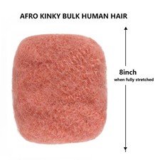 100 Human Hair Kinky Curly Afro Bulk For Dreadlock Extensions - Light Pink