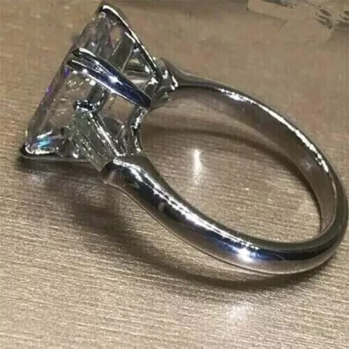 Damen-Verlobungsring 4 kt Smaragdschliff simulierter Diamant 14 kt Weißgold vergoldet - Bild 2 von 5
