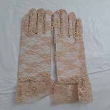 Women's Lace Gloves Floral Dressy Easter Parties Wedding Beige Long 9.84 inches