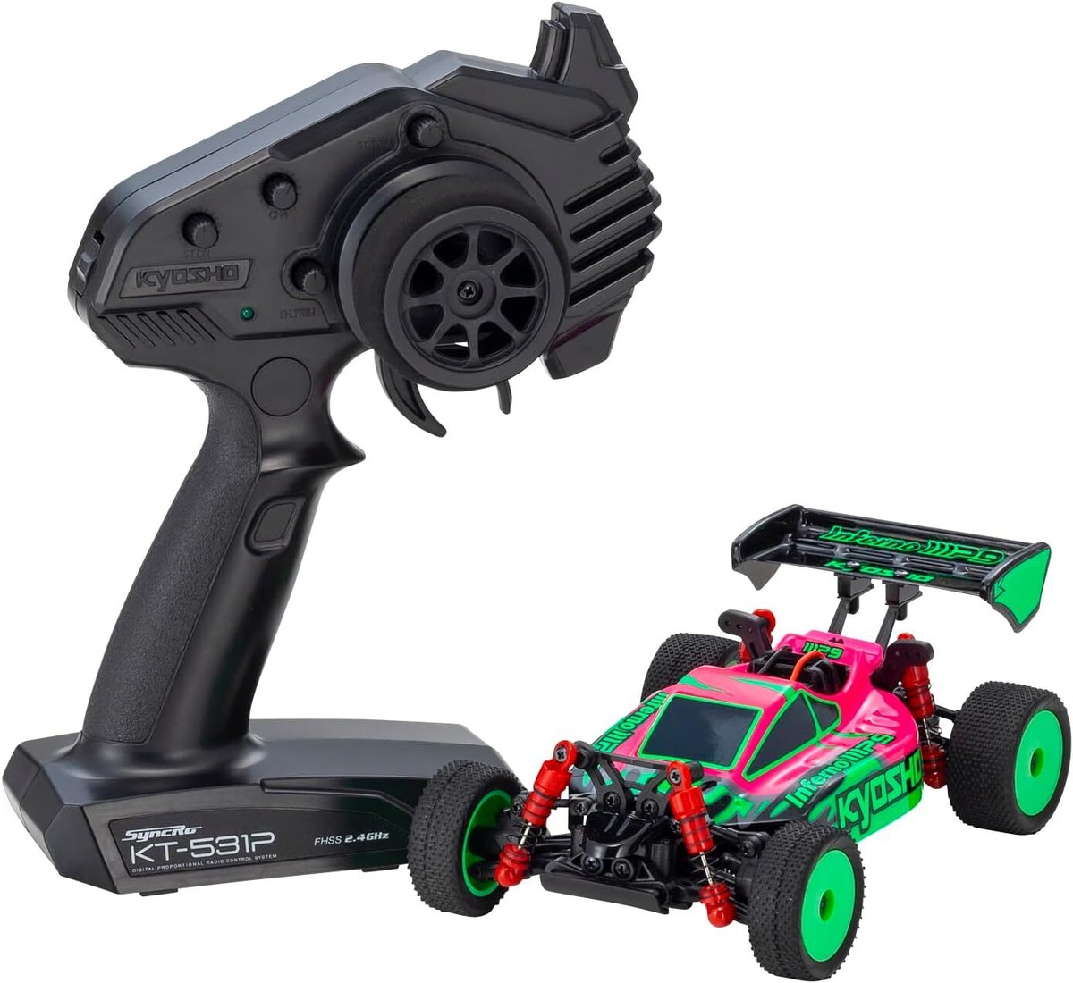 【本日限定最終特価】MINI-Z BUGGY INFERNO MP9 Kyosho MINI-Z BUGGY Ready Set INFERNO MP9 TKI Pink/Green