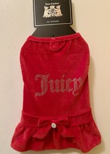 Juicy Couture Red Terry Velour Bling Dress Pet Dog Apparel Size XS/S  NWT 