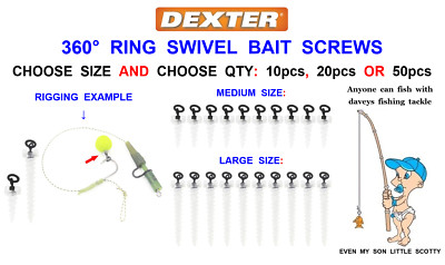 2025 DEXTER RING SWIVEL BAIT SCREWS CARP FISHING HAIR RIG BOILIE SPIKE BAIT PINS