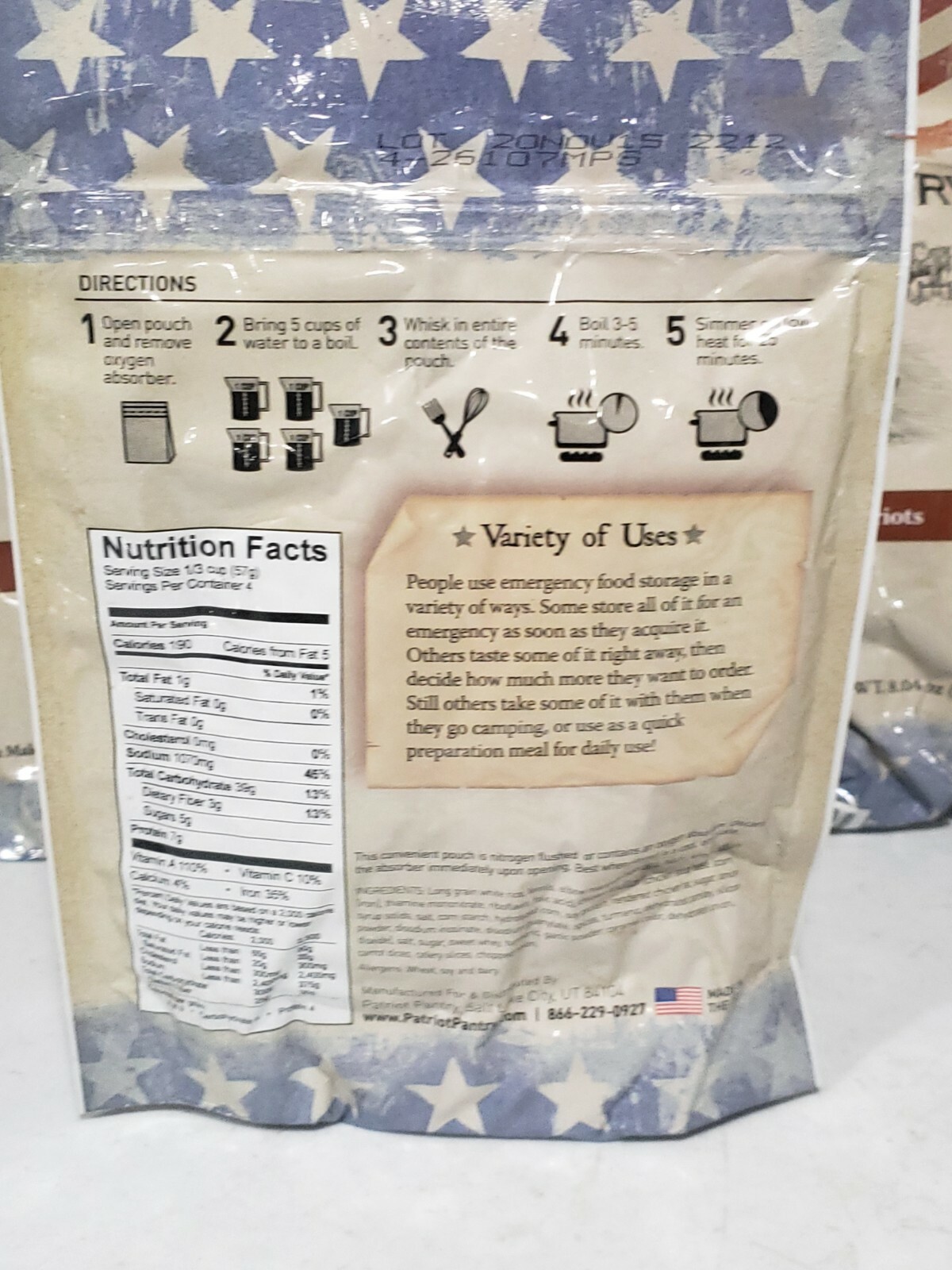 Lot Of 3- Patriot Pantry TRAVELER'S STEW - 4 Servings Each Packet